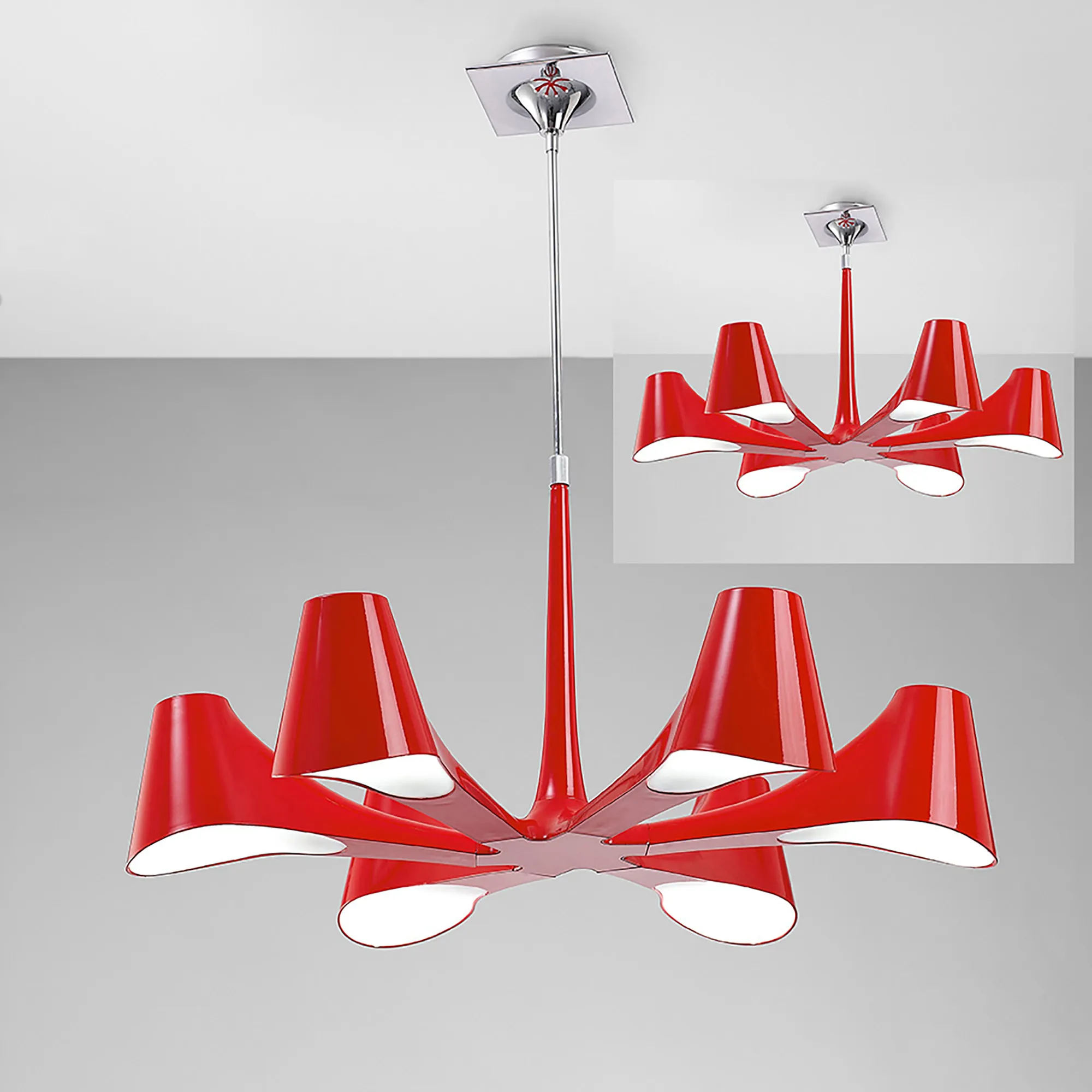 Ora Telescopic/Semi Flush 6 Light Gloss Red M1600  Mantra Ora Gloss Red